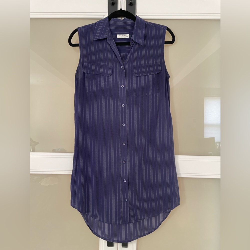 Equipment Silk Slim Signature Stripe Shirtdress - Size XS